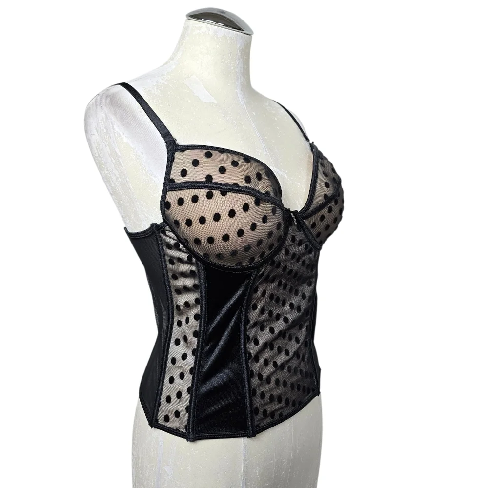 Kim Kardashian Kollection Intimates Polka Dot Bustier Black Nude Top 36C